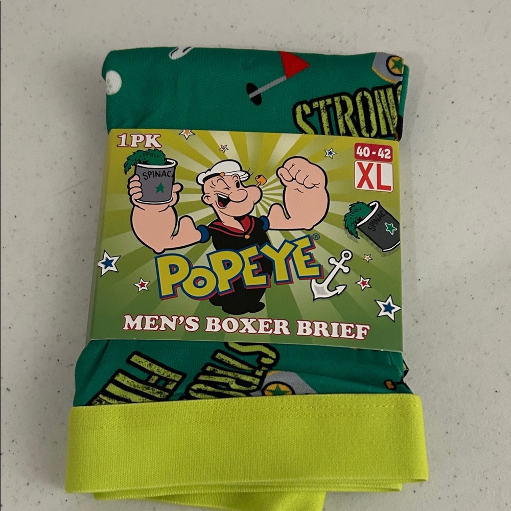PoPEYE Men's Green Boxer Brief XL (40-42)